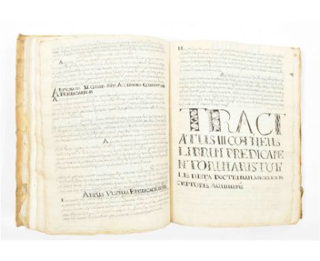 18th cent. commonplace book on Aristotle in fine, legible hand. Contemp. limp vellum, manuscript title on spine. 4to. Covers 