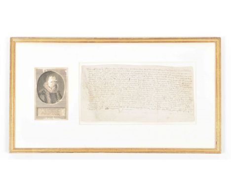 Document in pen on vellum, signed "Van Oldenbarnevelt", 15.5 x 31 cm, dated "IX Augustij XV achtennegentig" (?), about "drie 
