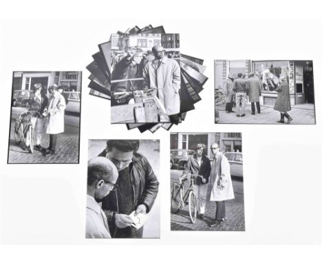 Set of 12 b/w pictures documenting two stanley brouwn actions in Amsterdam in 1964. Recent prints, 15 x 21.5 cm, with copyrig