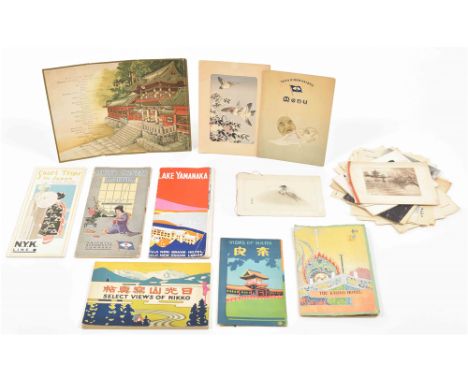 Ca. 1900-50. Incl. a.o.: (1) A booklet of "Select Views of Nikko". (2) A brochure for the S.S. Iyo Maru. (3) A brochure for t