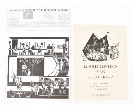 Grafisch werk 1940-1945 van Gerd Arntz voor de Nederlandse Stichting voor Statistiek, NSS. 12 calendar leaves of b/w linocuts