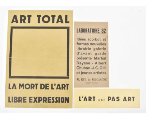 (1) Very rare 1958 poster for the first show at Ben's shop in Nice, at rue Tondutti de l'Escarène. Printed black on cardboard