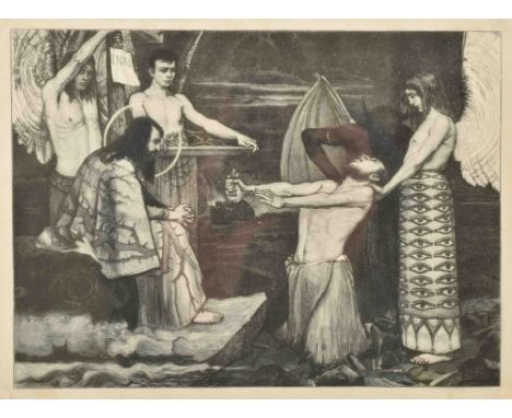 1895. Wood engr. on Japanese paper, mounted on cardboard, under passepartout and glass in wooden frame. Signed "J.J. Weber" o