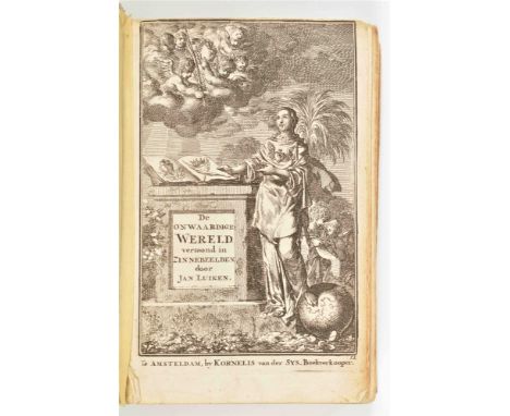 Vertoond in Vyftig Zinnebeelden, Met Godlyke Spreuken en Stichtelyke Verzen. Amst., K. van der Sys, 1728. (5),208,(10) p. 16m