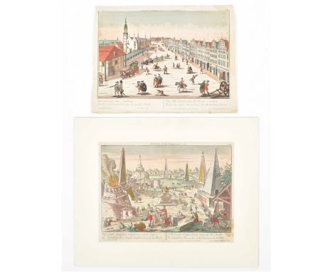 Prospect der zweyten Seite des Rings oder Marckt-Platz zu Breslau (...). Contemp. handcol. etched optical view, 31.5 x 41.7 c