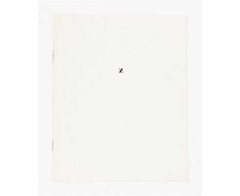 Signed and dated catalogue for Flavin's first European show. Softcover, 15 x 18.5 cm, 8 pp. Ills. b/w. 'Z. Am Freitag dem 16.