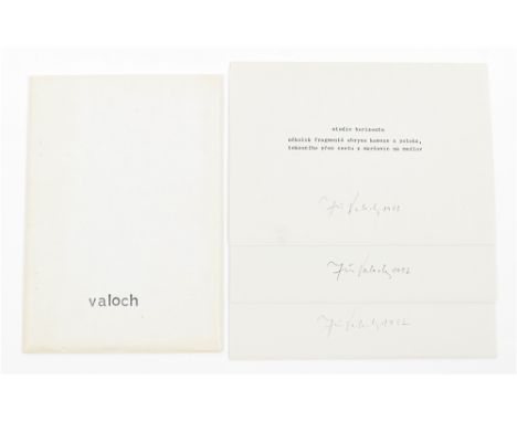 Envelope stamped 'Valoch' on front, 22 x 15.5 cm. Contains 3 works each assembled in a folded sheet, titled, signed and dated
