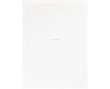 Published by Siebe Hansma in an edition of 15 copies. Four white sheets, 29.5 x 21 cm. Comprises a title sheet, signed and da