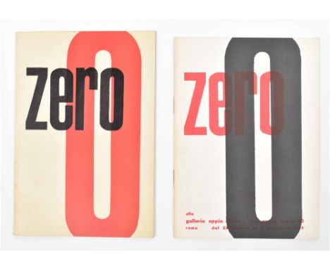 (1) Nul/Zero alla Galleria Appia Antica. Rome/ Rotterdam, 1959. Cardboard cover, 20 x 15 cm, 24 pp. Designed by Piero Manzoni