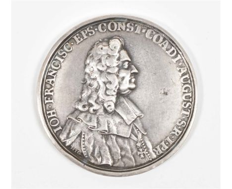 Silver, 63 mm, 1726. Model by Hans Jakob Gessner. Bust of the Bishop of rev. "Ioh Francisc Eps Const Coadi August S R I Pr". 