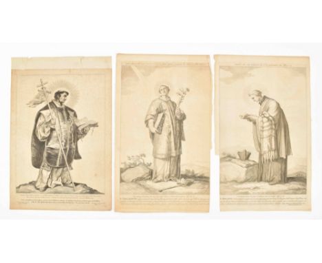 3 engr. full-length portraits, all 47 x 29 cm (incl. engr. captions above and below), by Cornelis Bloemaert (1603-92, Bonifac