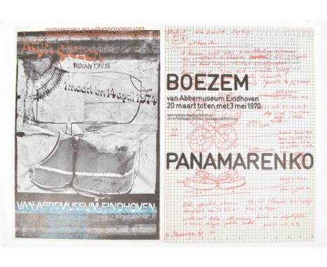 Two posters published in conjunction with exhibitions at the Van Abbemuseum, Eindhoven. (1) Boezem Panamarenko, 1970. Colour 