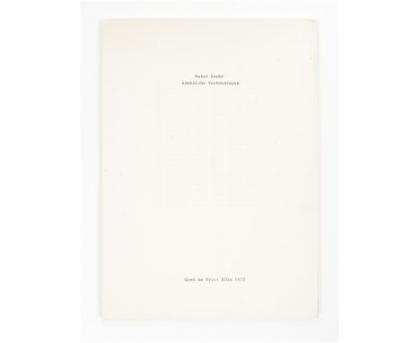 Cologne, Gerd de Vries, 1972. Rare assembling of photocopied sheets featuring typed text works by the German artist Peter Roe