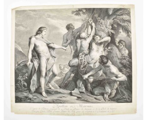 Engr., 32 x 41 cm, signed and dated 1743 in the plate. Vertical folds as publ. Curious erotic print, depicting a group of wom