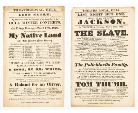 On Thursday evening, March 16th, 1826, will be presented the musical play of the slave (...). Letterpress program, single lea
