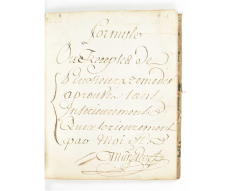 aprouvés tant interieurement quexterieurement par moi J.P. Münster. Manuscript recipe-book, ca. 1800, containing 91 p. w. num