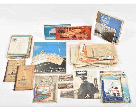Approx. 300 var. items, incl. many printed booklets, menu cards, flyers and other advertorial ephemera of the Holland-Amerika