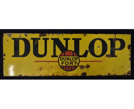 An original vintage enamel advertising sign for Dunlop. H.46 W.138cm 