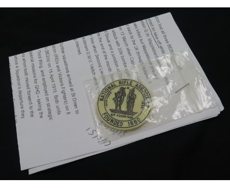 Wing Commander R J F Barton - National Rifle Association plastic ? Life Members Pass 1923 named to Wing Commander R J F Barto