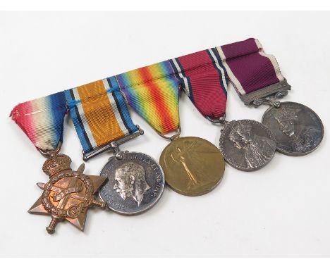 1915 Star Trio (A.2373 Pte F Allen K.R.Rif.C), 1935 Jubilee Medal and GV Regular Army LSGC Medal (6840758 RFMN F Allen KRRC).