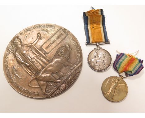 BWM & Victory Medal + Death Plaque to 16999 Pte Bertram Asher N.Staff Regt. Killed In Action 7/1/1916 with the 7th Bn. On the