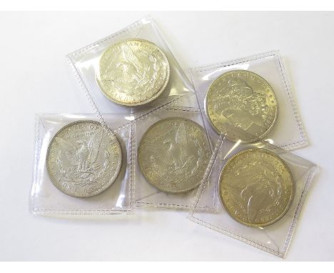 USA Morgan Silver Dollars (5) 1883O, 1885, 1888, 1897, and 1898, EF to Unc