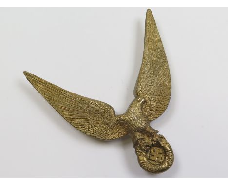 German WW2 large gilt brass eagle and swastika plaque