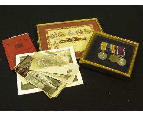 WW1 BWM & Victory medals to Pte F C Clutterhan Cambridgeshire Reg with Army Long Service to 5822064 F C Clutterhan Suffolk Re