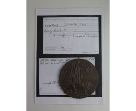 Death Plaque to Captain Sydney Bell Nicoll Coupar 7th Bn Argyll & Sutherland Highlanders. Mentioned In Despatches. Died of en
