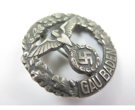 German WW2 Gau Baden small size pin badge, maker marked 