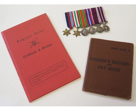 ERII MSM Army long service medals with 1939-45 Star Italy Star defence and war medals with matching miniatures service and pa