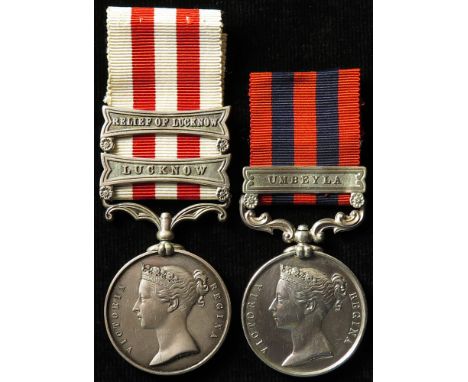 Indian Mutiny Medal with bars Lucknow and Relief of Lucknow named 'Wm Adams 93rd Highlanders' (Sutherland Highlanders). With 
