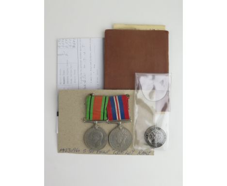 Silver War Badge No B58212 awarded to K W Barton MGC. Plus Defence & War Medal + Soldiers Service & Paybook to 14230960 P Pra