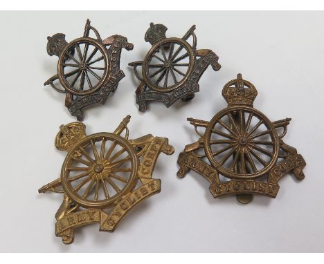 Badges - original Army Cyclist Corps - 2x hat badges (one brooched) and 2 collars (4)