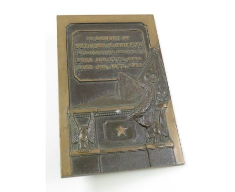 Canadian Death Plaque 'In Memory of Sgt Hugh T. Griffith 5th Canadian Battalion, Born Aug 17th 1894, Died Jan 10th 1920'.