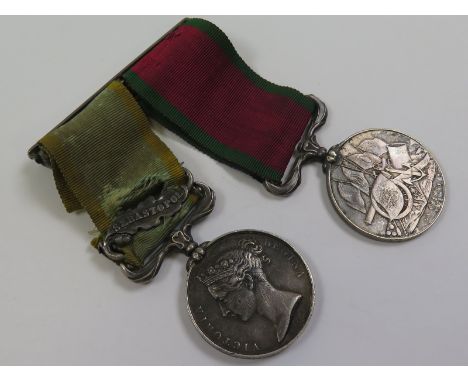 Crimea Medal with Sebastopol clasp and Turkish Crimea Medal La Crimea (Sardinia Issue). Mounted as worn with early ribbon bar