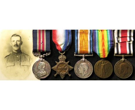 Military Medal, 1915 Star Trio and GV Special Constabulary Medal to 14558 Pte Frederick Sapsford Bedford Rgt (MM named 14558 