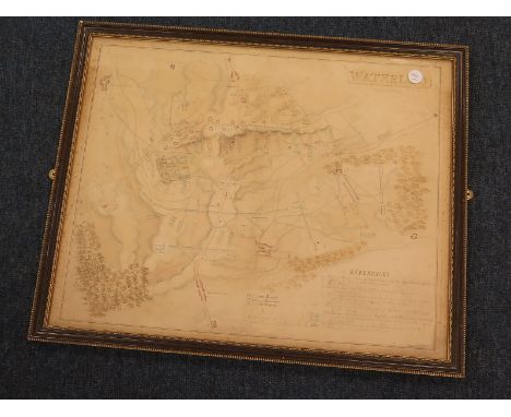 Waterloo - an interesting early hand copied map of Waterloo 'copied C.P.Hall'. Showing the British, Prussian and French posit