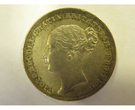 Shilling 1838 GVF-nEF, a couple of tiny peck marks above portrait.