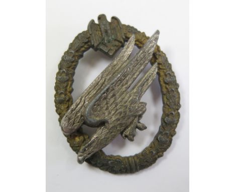 German Nazi Army Para Badge, no makers mark, pin and pin hook missing