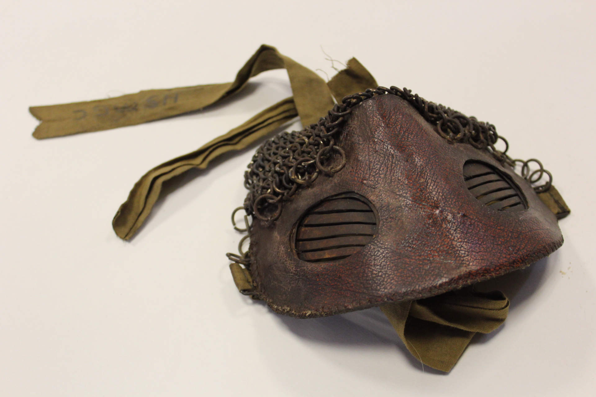 WW1 scarce tank crew face mask with owners name on strap there is some ...