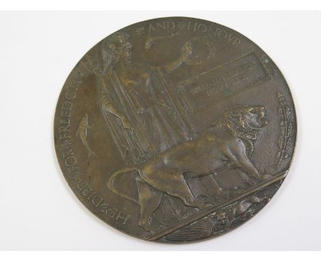 Death Plaque to 14322 Pte William Frederick Henry Sear 4th Hussars. Killed In Action 7/2/1916. Born Chesham, Bucks. Buried Ve