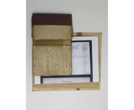 Small Army Book for 40766 Pte Harry Parker 2nd Bedfords. Taken POW Germany. With other original ephemera