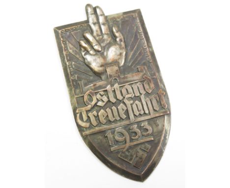 German Ostland Treuefahrt 1933 plaque, maker marked 'Porfstatter'