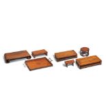 SIX HONGMU AND BURL WOOD DISPLAY STANDS AND A HONGMU TRAY 18th-20th century (7)