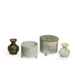 A GROUP OF FOUR GREEN-GLAZED WARES Han Dynasty (5)
