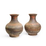 A PAIR OF PAINTED POTTERY VASES, HU Han Dynasty (2)