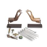 A COLLECTION OF BRONZE BUDDHIST HANDS, ARROWS AND OTHER ITEMS Han and later (20)