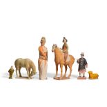 A COLLECTION OF POTTERY FIGURES AND ANIMALS Tang to Ming Dynasty (6)
