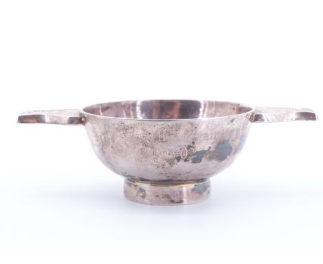 A miniature silver quaich, having flat lug handles decorated with Celtic knot-work, Edinburgh, 2002, 58 g, 9 cm across lugs, 